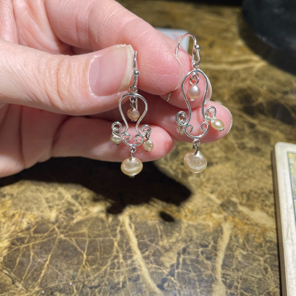 Premier Elegant Silver and Pearl Dangle Earrings